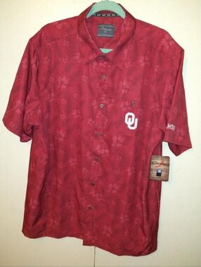 NWT Chiliwear Oklahoma Sooners NCAA Floral Hawaiian Shirt Men's sz XL.